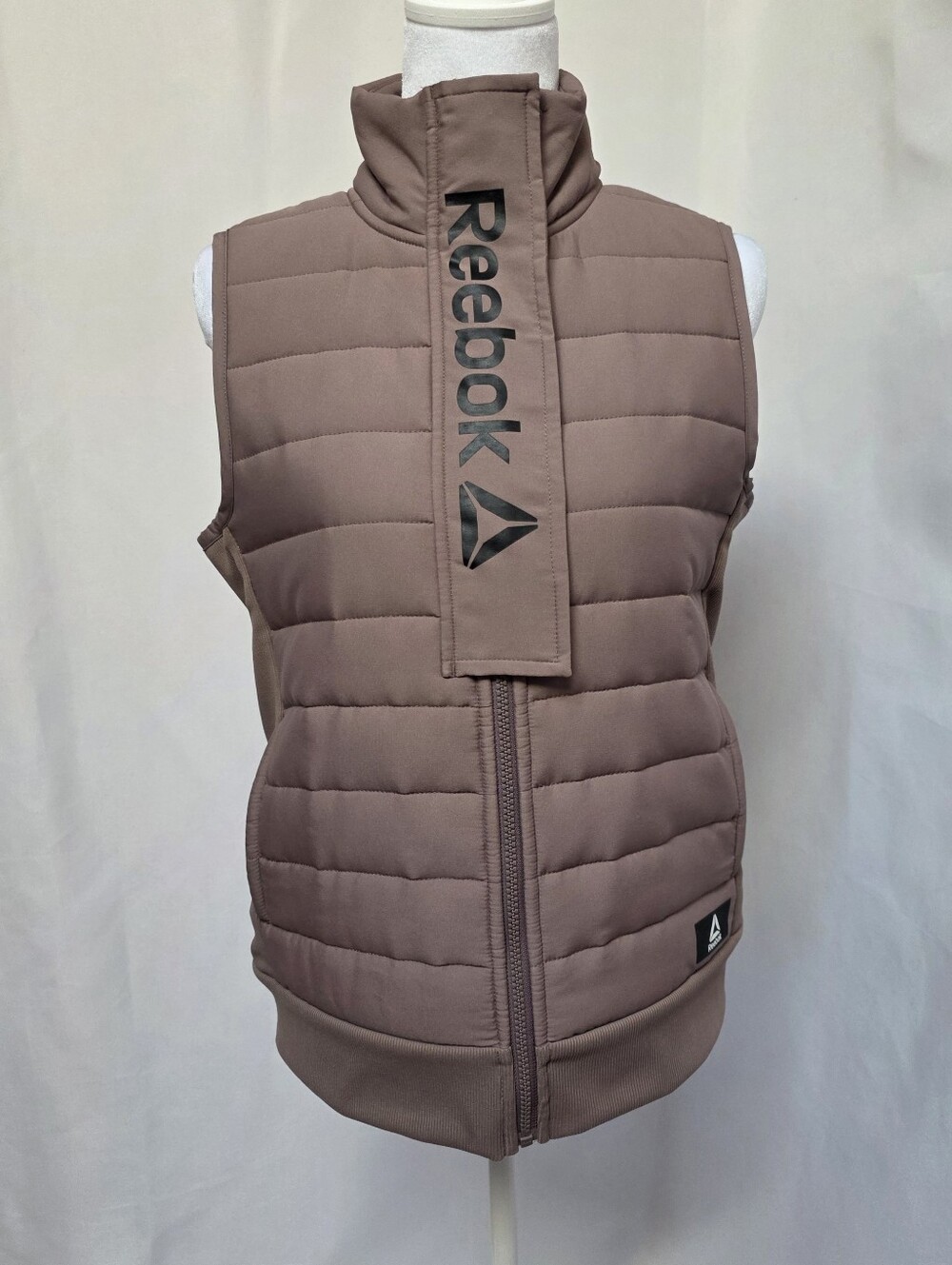 Reebok Brown Quilted Puffer Vest Full Zip High Neck Women’s Small